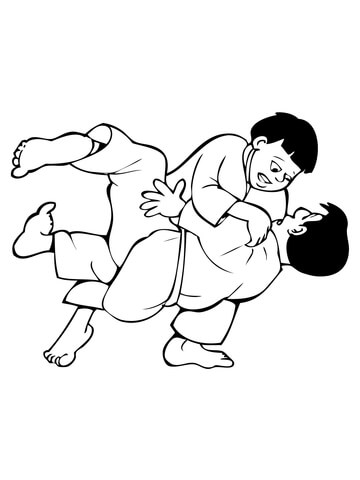 Kids Judo Fight Coloring Page